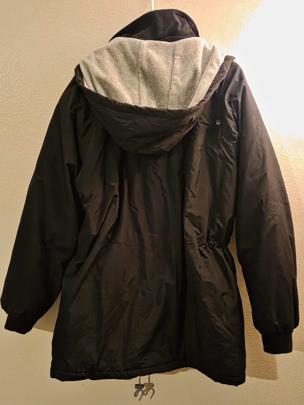 Coca Cola Black Jacket with Light Gray Sherpa Lining and Removable Hood - Picture 2 of 8